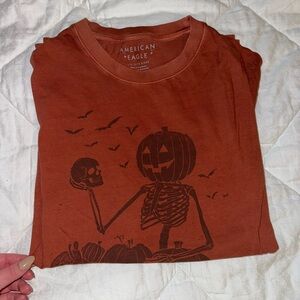 American Eagle Pumpkin Skeleton Graphic Tee